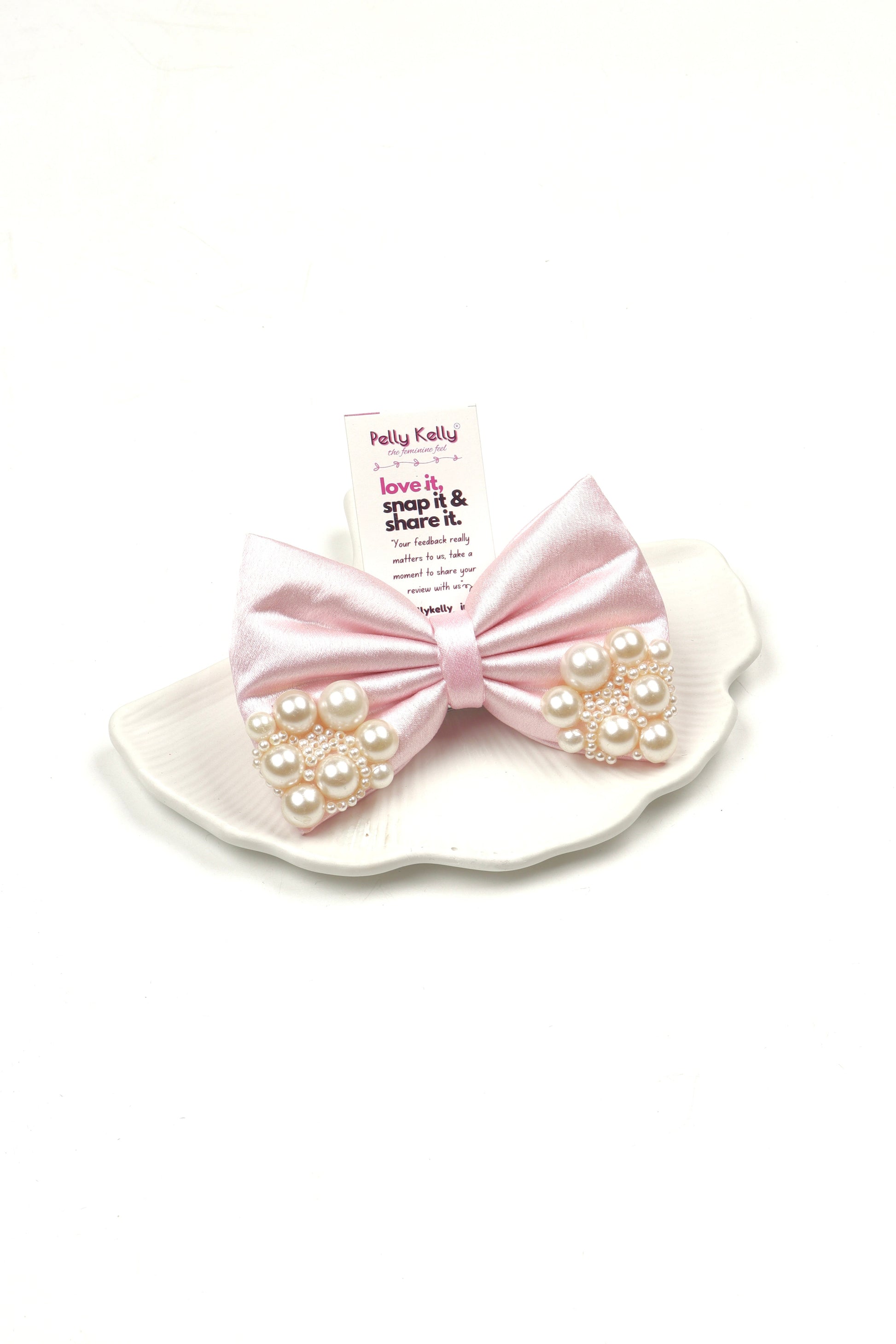 Pale Pink | Premium Satin | Princess Pearl Bow