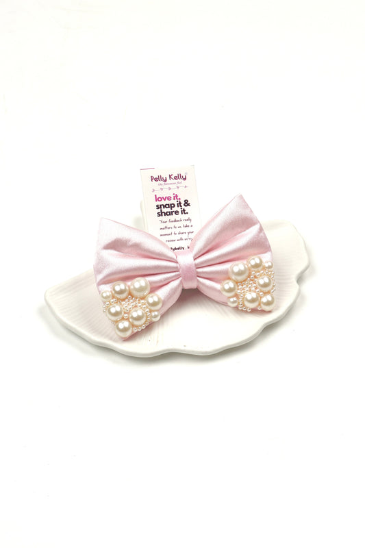 Pale Pink | Premium Satin | Princess Pearl Bow