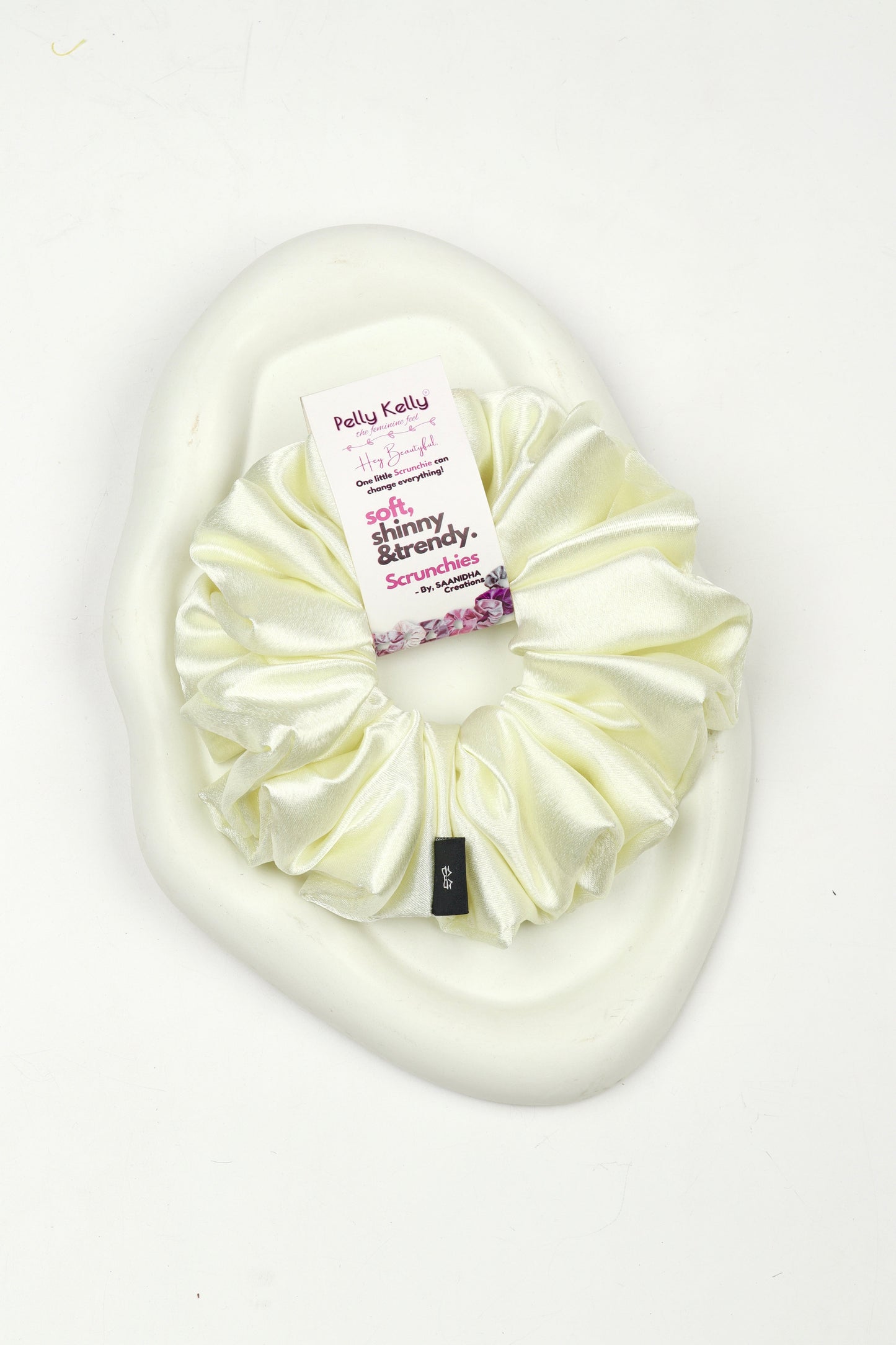 Aqua White | Premium  Satin Scrunchies | XL