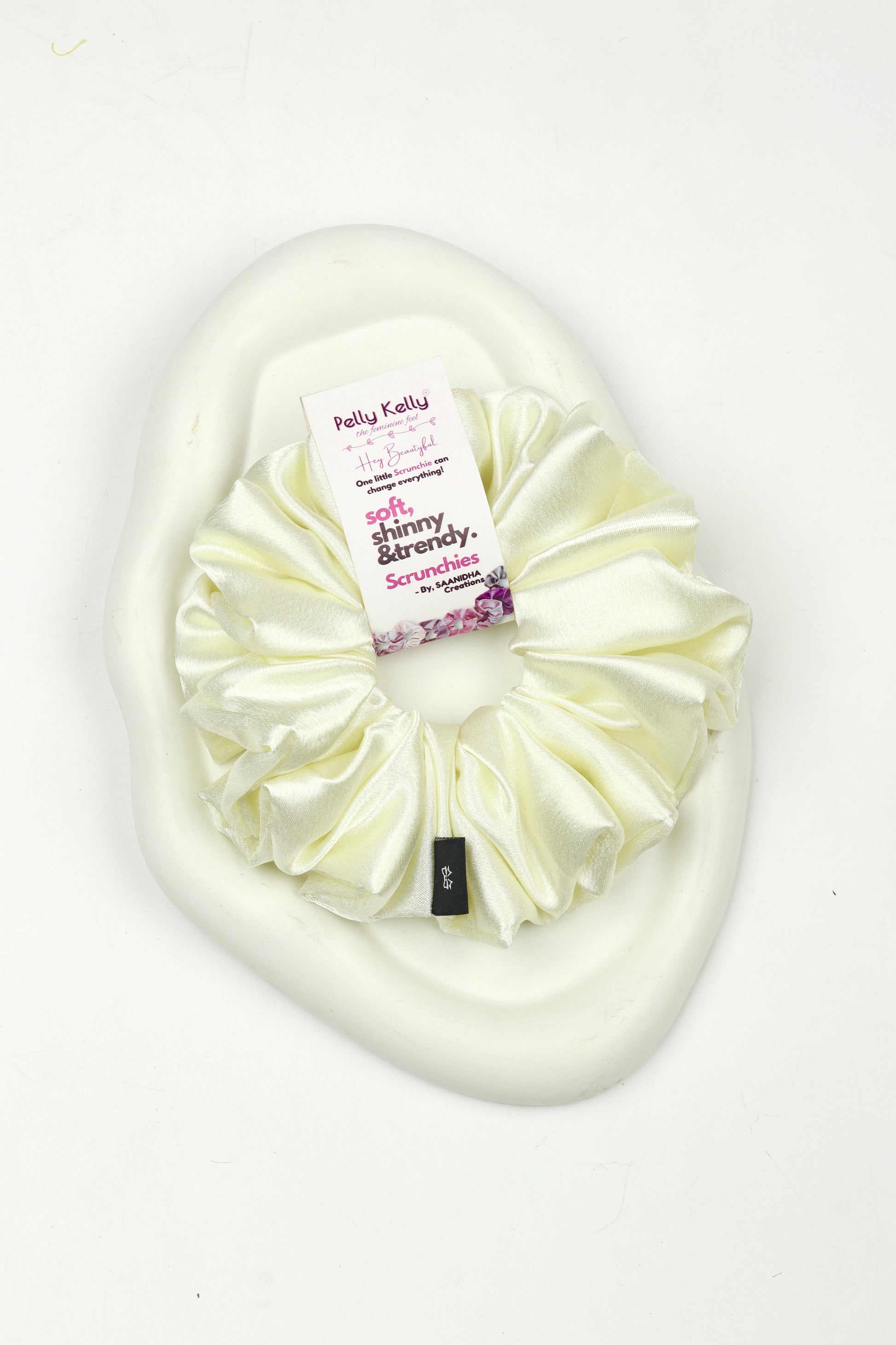 Aqua White | Premium  Satin Scrunchies | XL