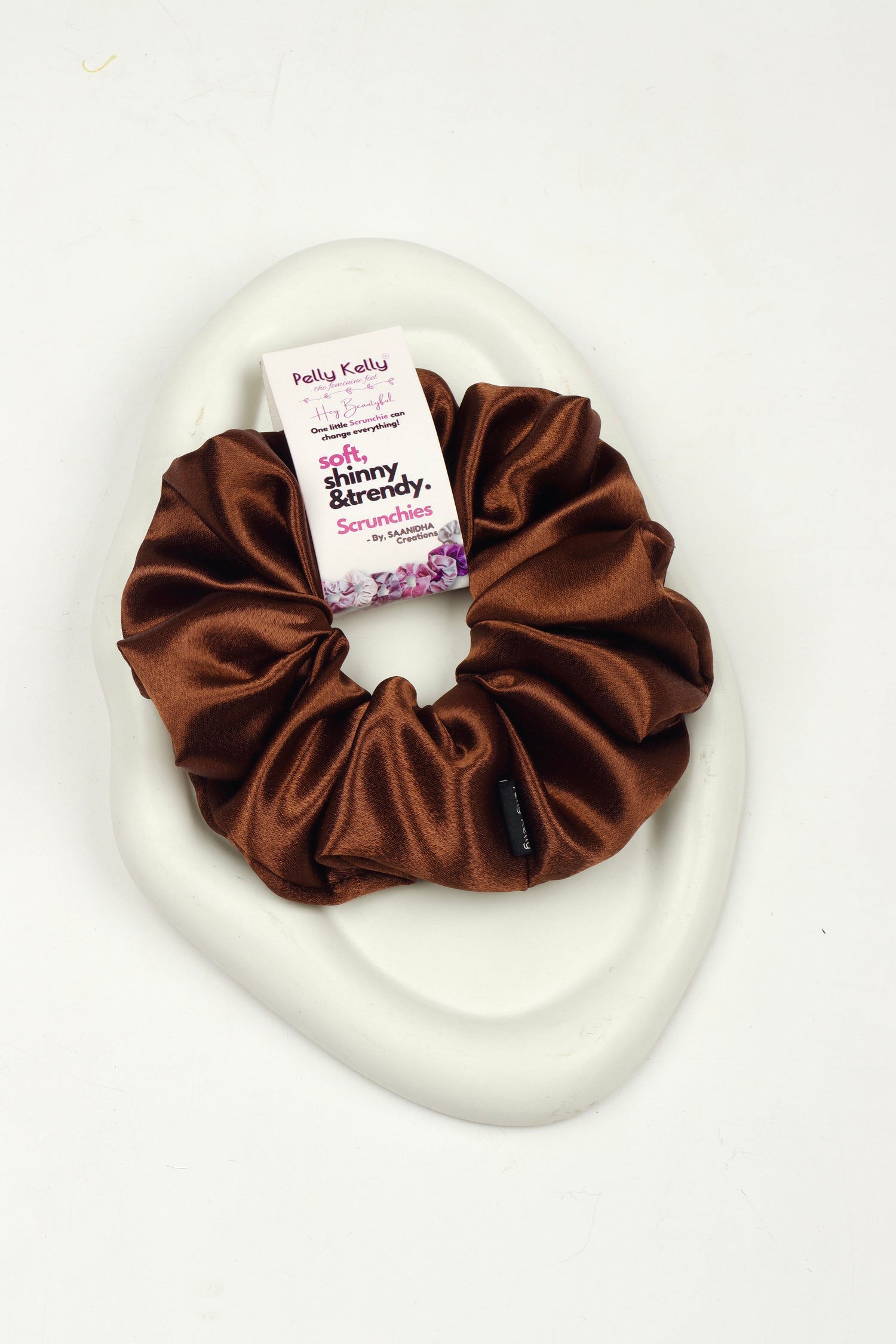 Woody Brown | Premium  Satin Scrunchies | XL