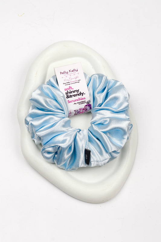 Metallic Silver | Premium  Satin Scrunchies | XL