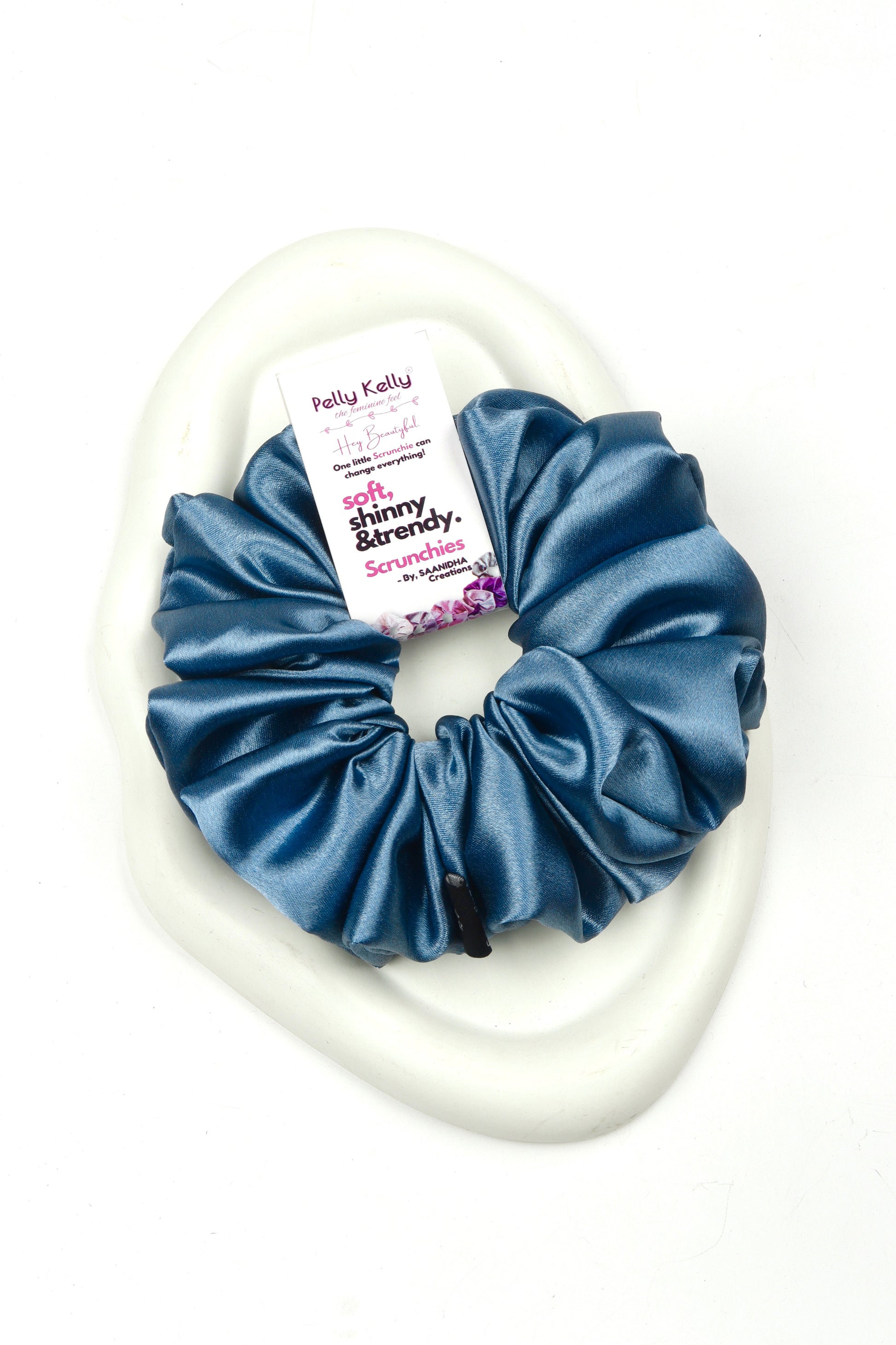 Grey Blue | Premium  Satin Scrunchies | XL