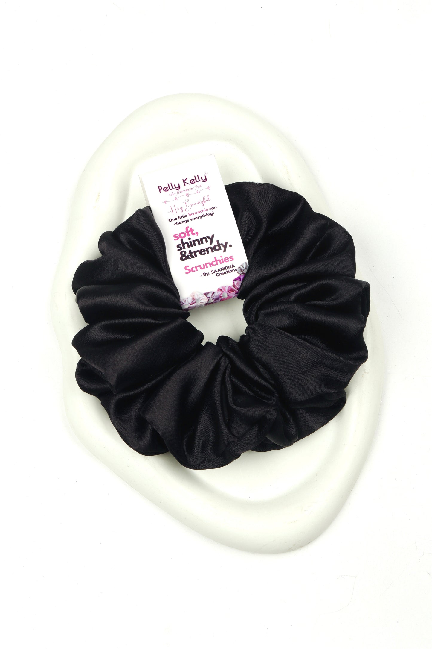 Black | Premium  Satin Scrunchies | XL