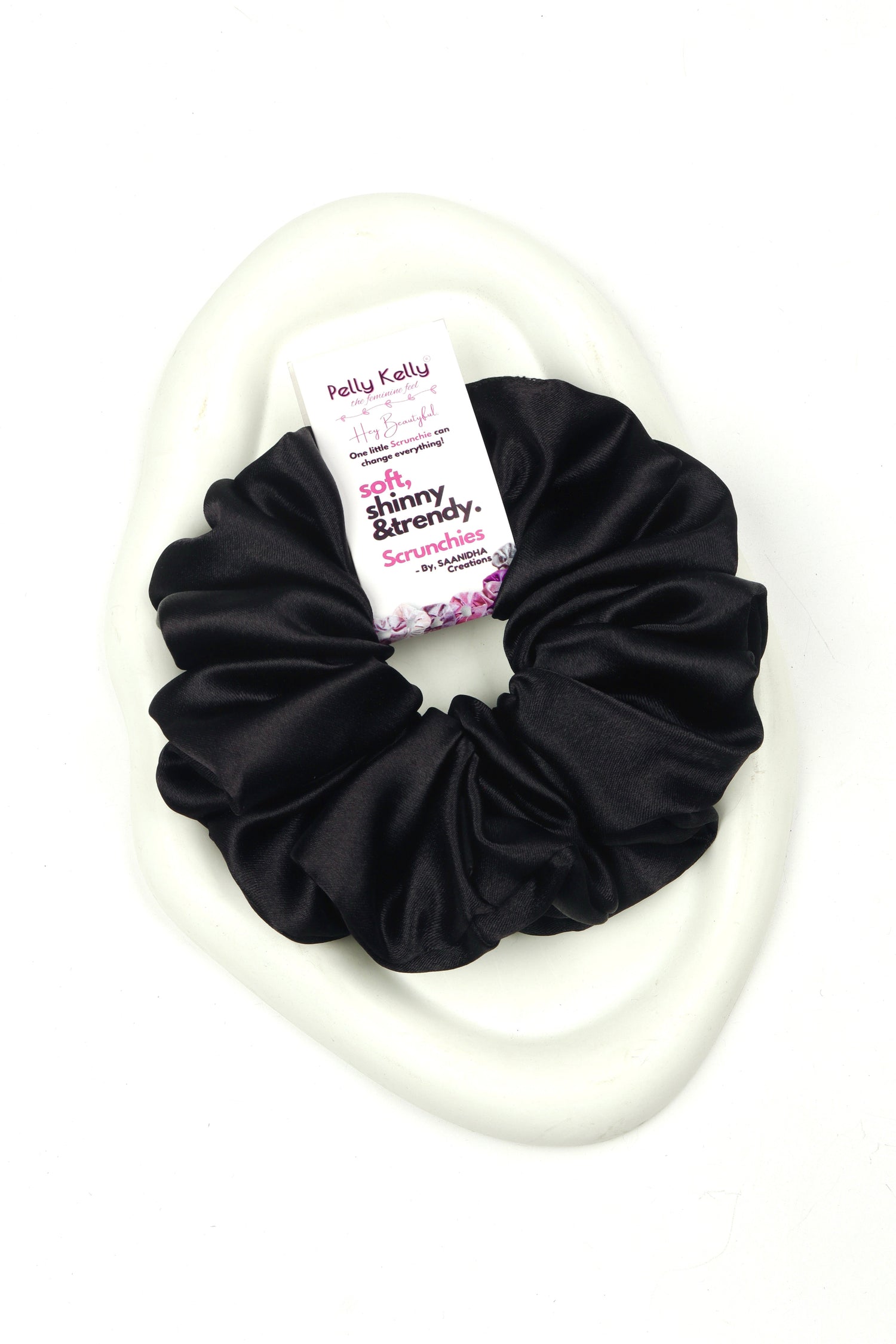 Black | Premium  Satin Scrunchies | XL