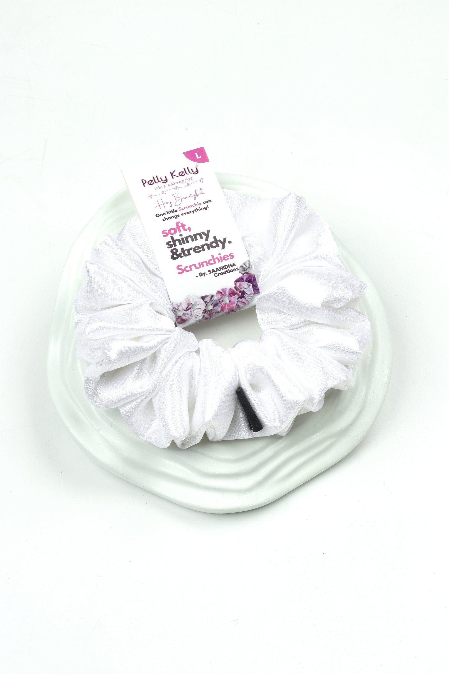 Ghost White | Premium  Satin Scrunchies | L