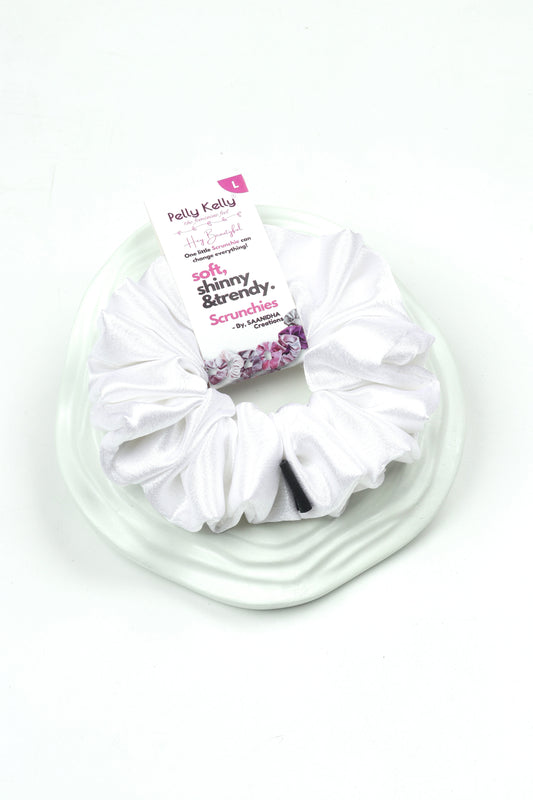 Ghost White | Premium  Satin Scrunchies | L
