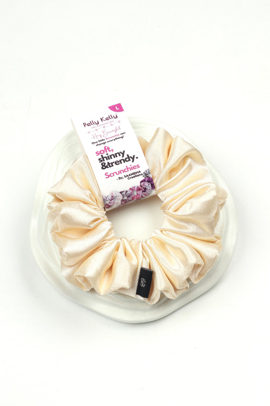 Soft Peach | Premium  Satin Scrunchies | L