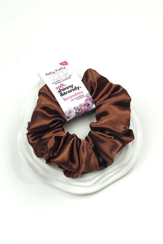 Woody Brown | Premium  Satin Scrunchies | L