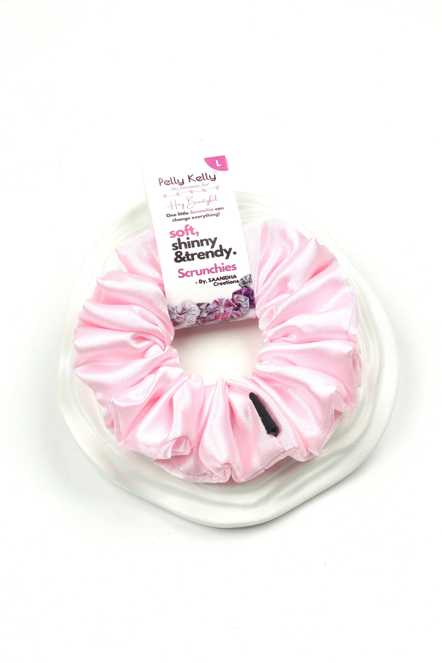 Pale Pink | Premium  Satin Scrunchies | L