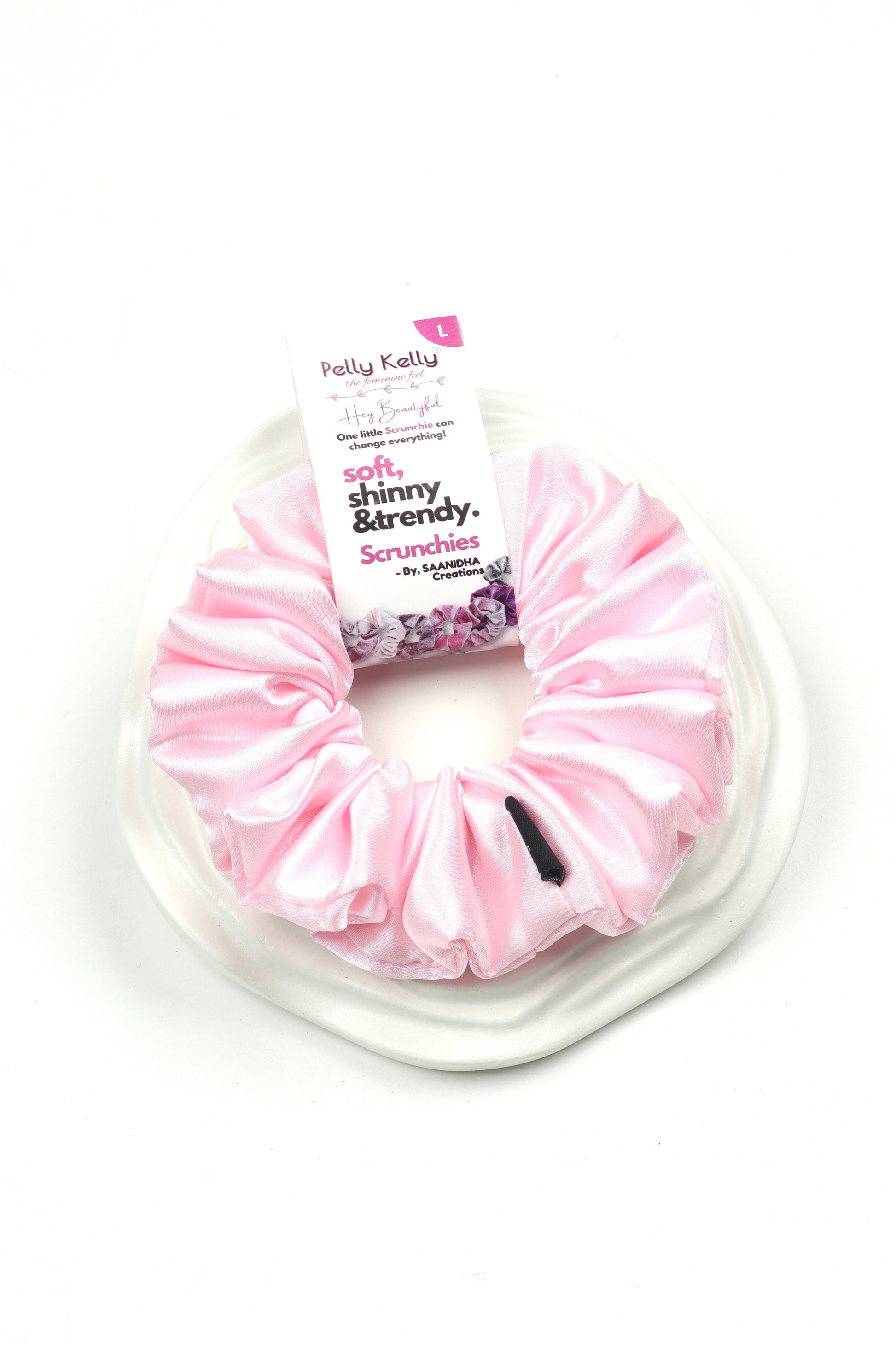 Pale Pink | Premium  Satin Scrunchies | L