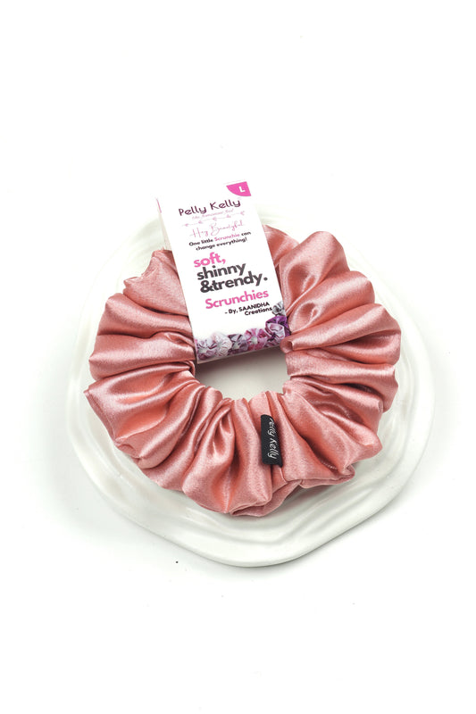 Carnation Pink | Premium  Satin Scrunchies | L