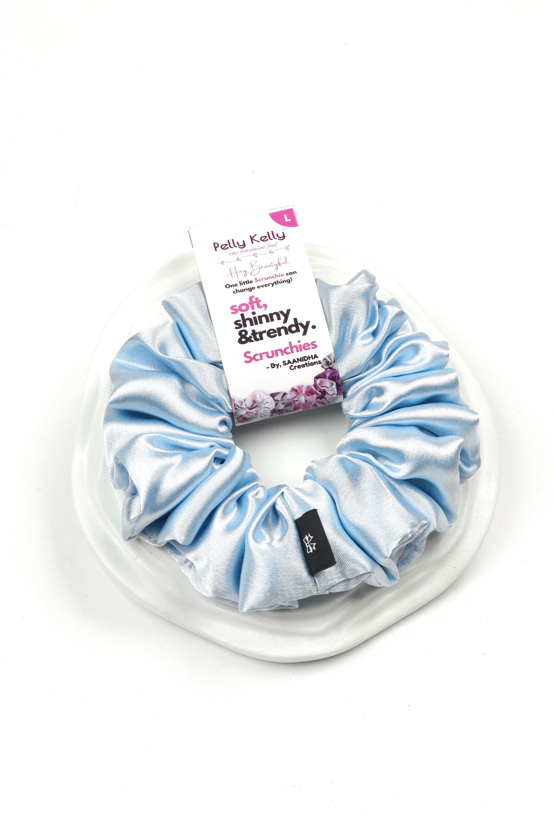 Metallic Silver | Premium  Satin Scrunchies | L