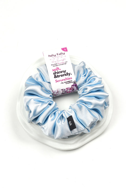 Metallic Silver | Premium  Satin Scrunchies | L