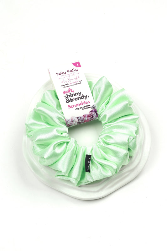 Snow Green | Premium  Satin Scrunchies | L