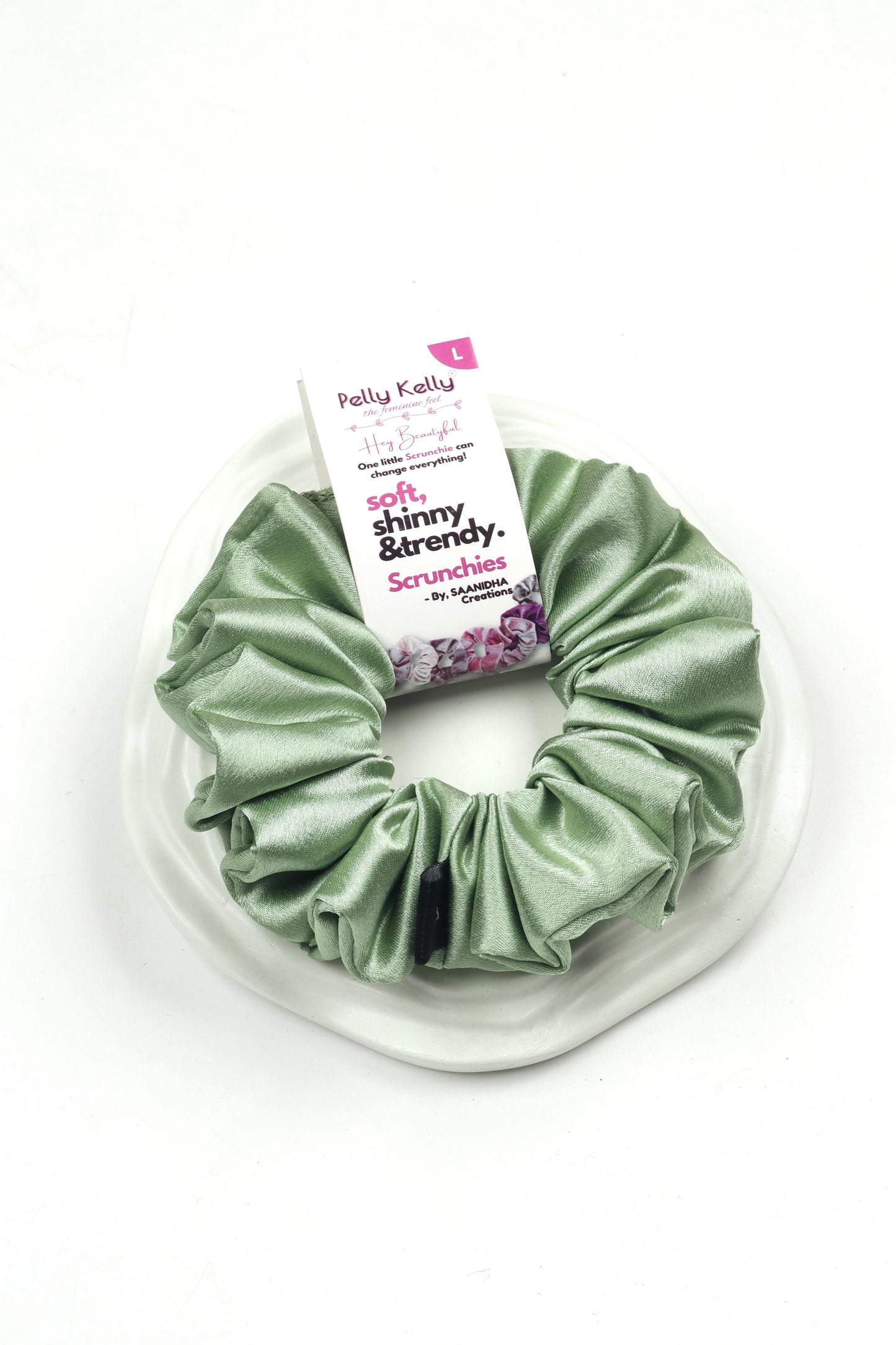 Tealish Green | Premium  Satin Scrunchies | L