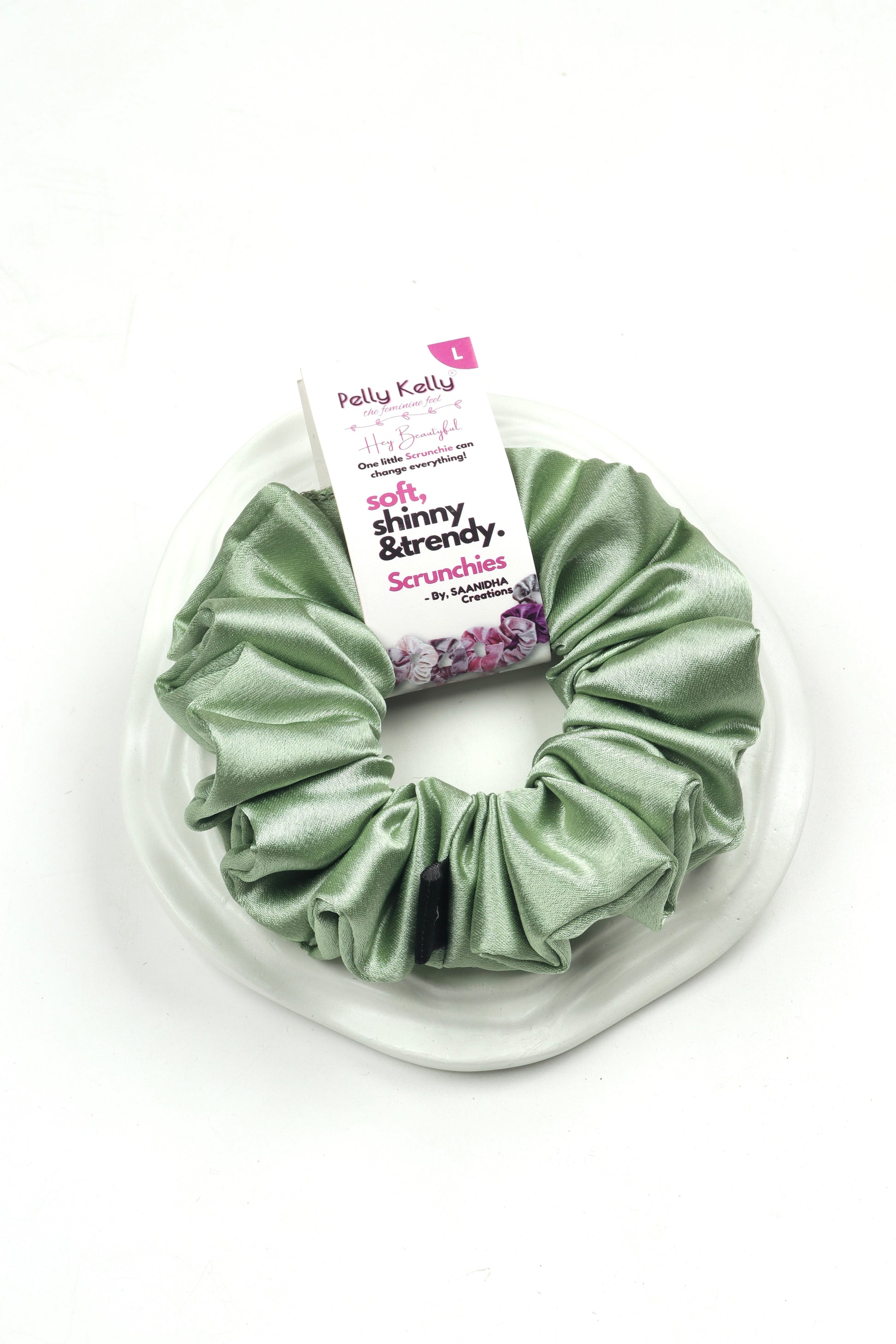 Tealish Green | Premium  Satin Scrunchies | L