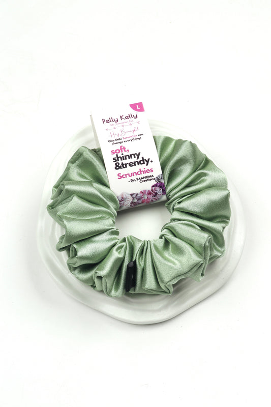 Tealish Green | Premium  Satin Scrunchies | L