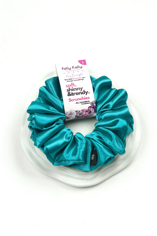 Surfie Green | Premium  Satin Scrunchies | L
