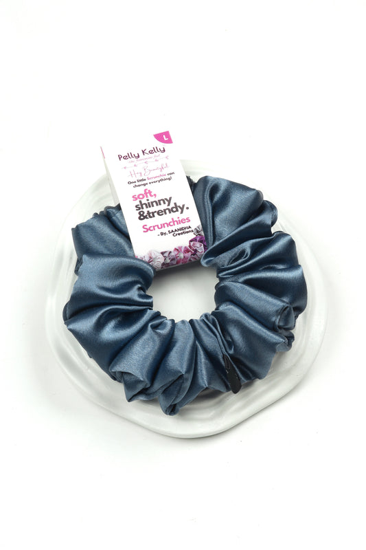 Grey Blue | Premium  Satin Scrunchies | L