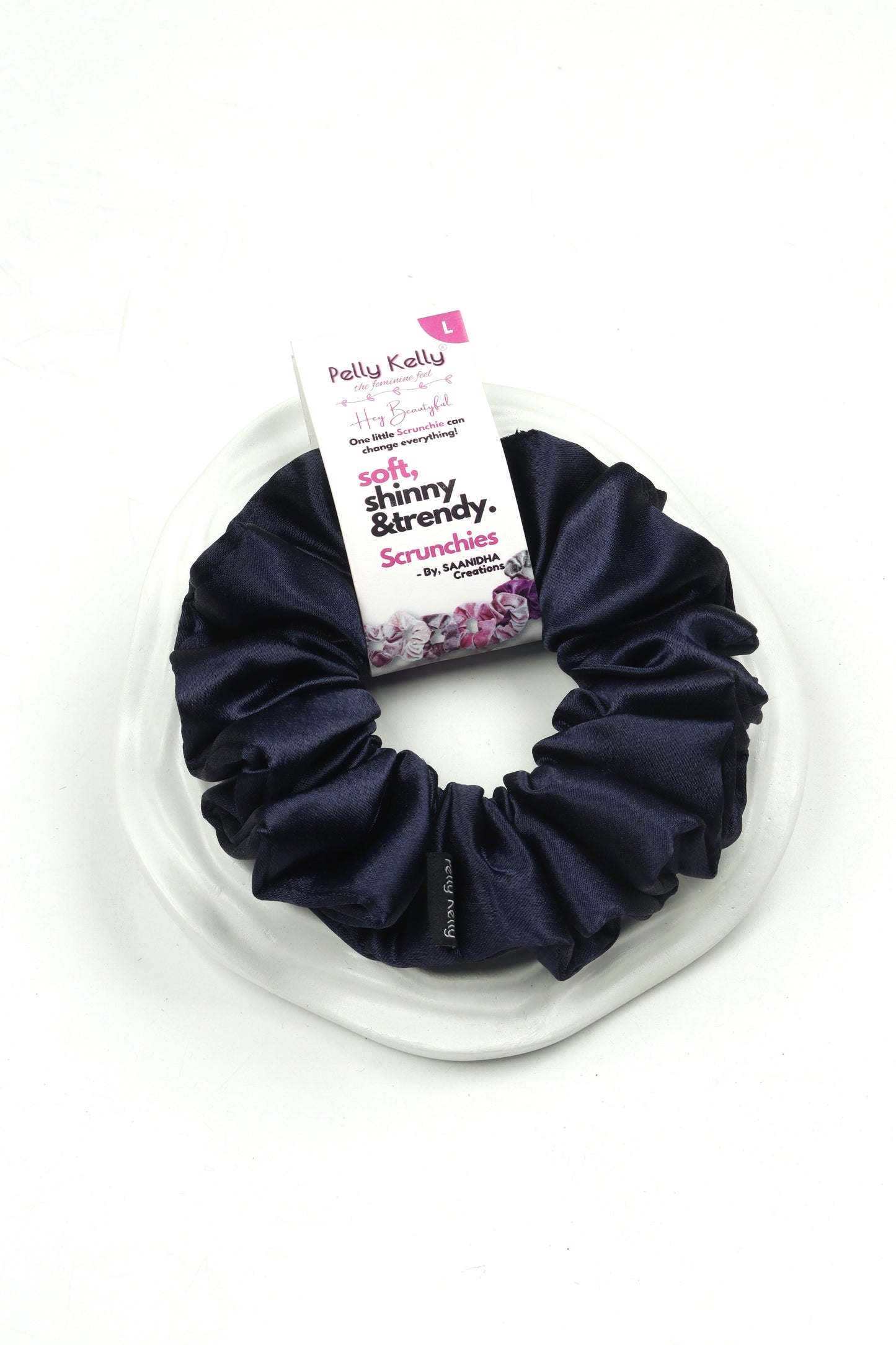 Navy Blue | Premium Satin Scrunchies | L