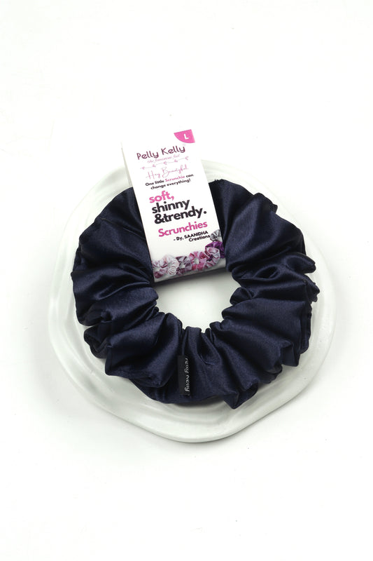 Navy Blue | Premium Satin Scrunchies | L