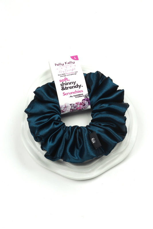 Dark Blue Grey | Premium  Satin Scrunchies | L