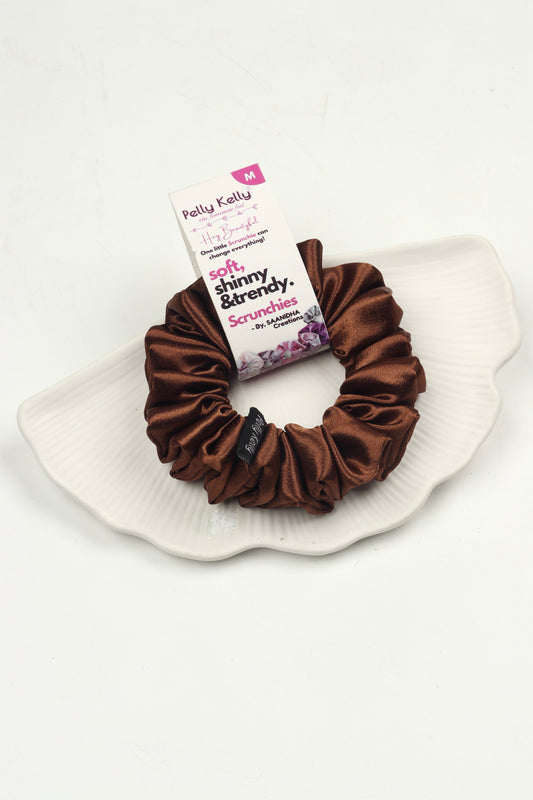 Woody Brown | Premium  Satin Scrunchies | M