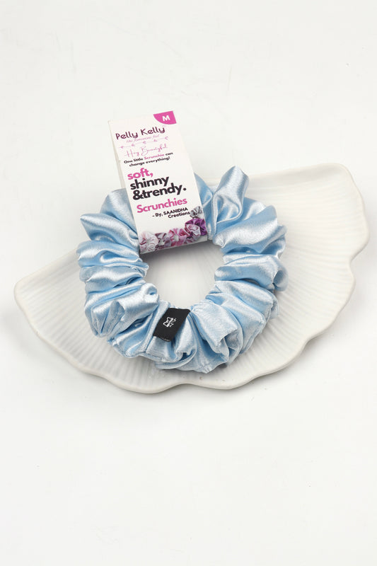 Metallic Silver | Premium  Satin Scrunchies | M