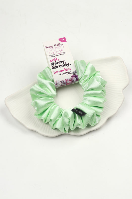 Snow Green | Premium  Satin Scrunchies | M