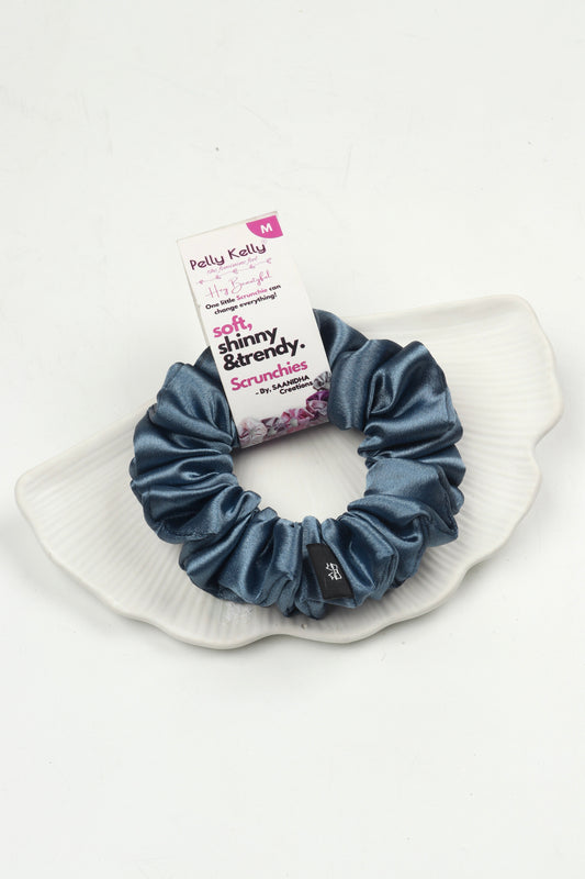 Grey Blue | Premium  Satin Scrunchies | M