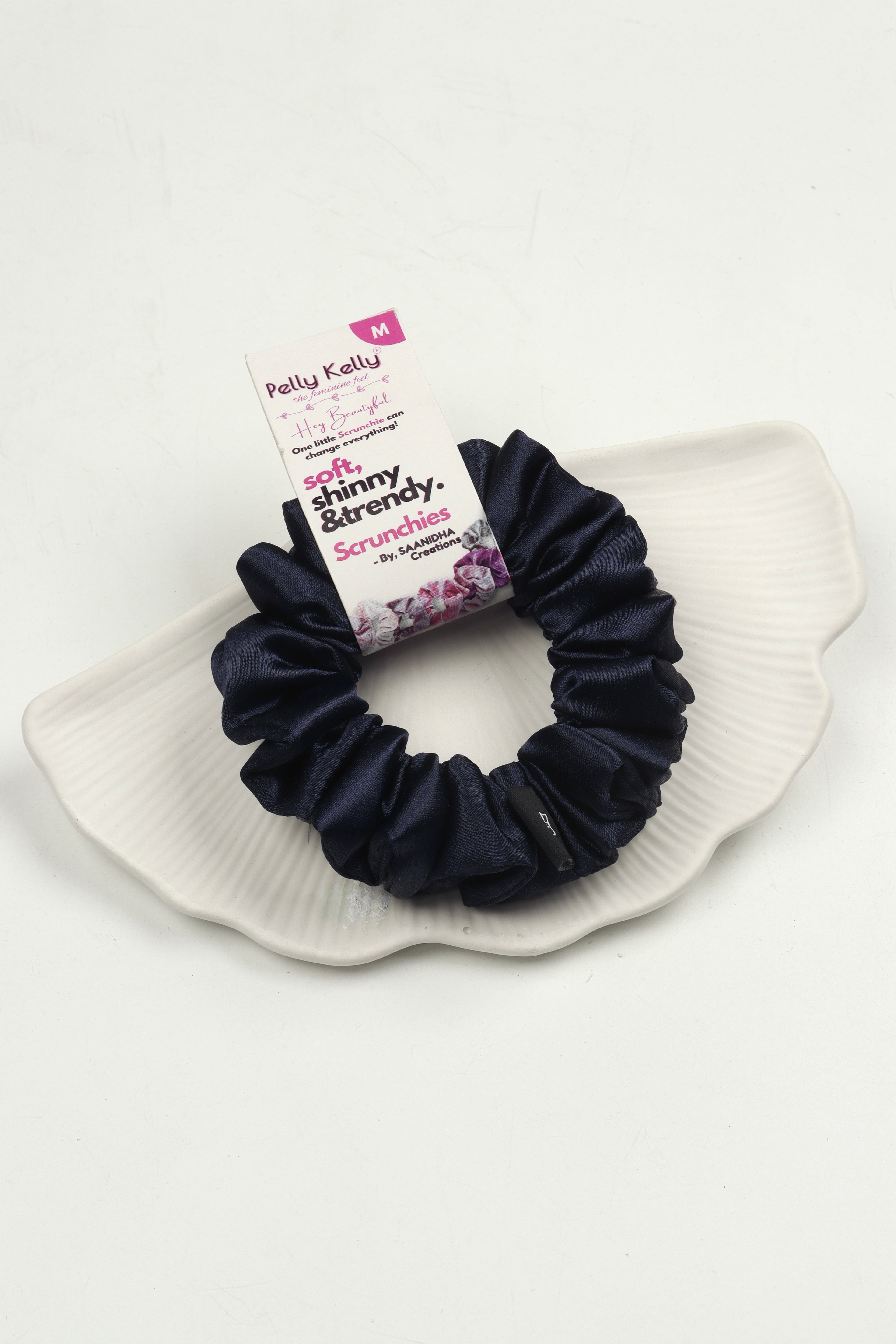 Navy Blue | Premium Satin Scrunchies | M