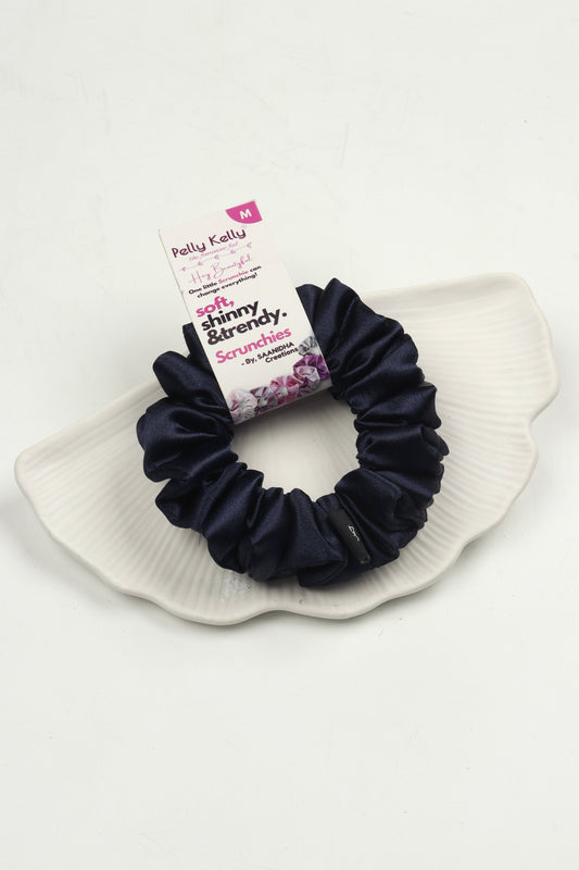 Navy Blue | Premium Satin Scrunchies | M