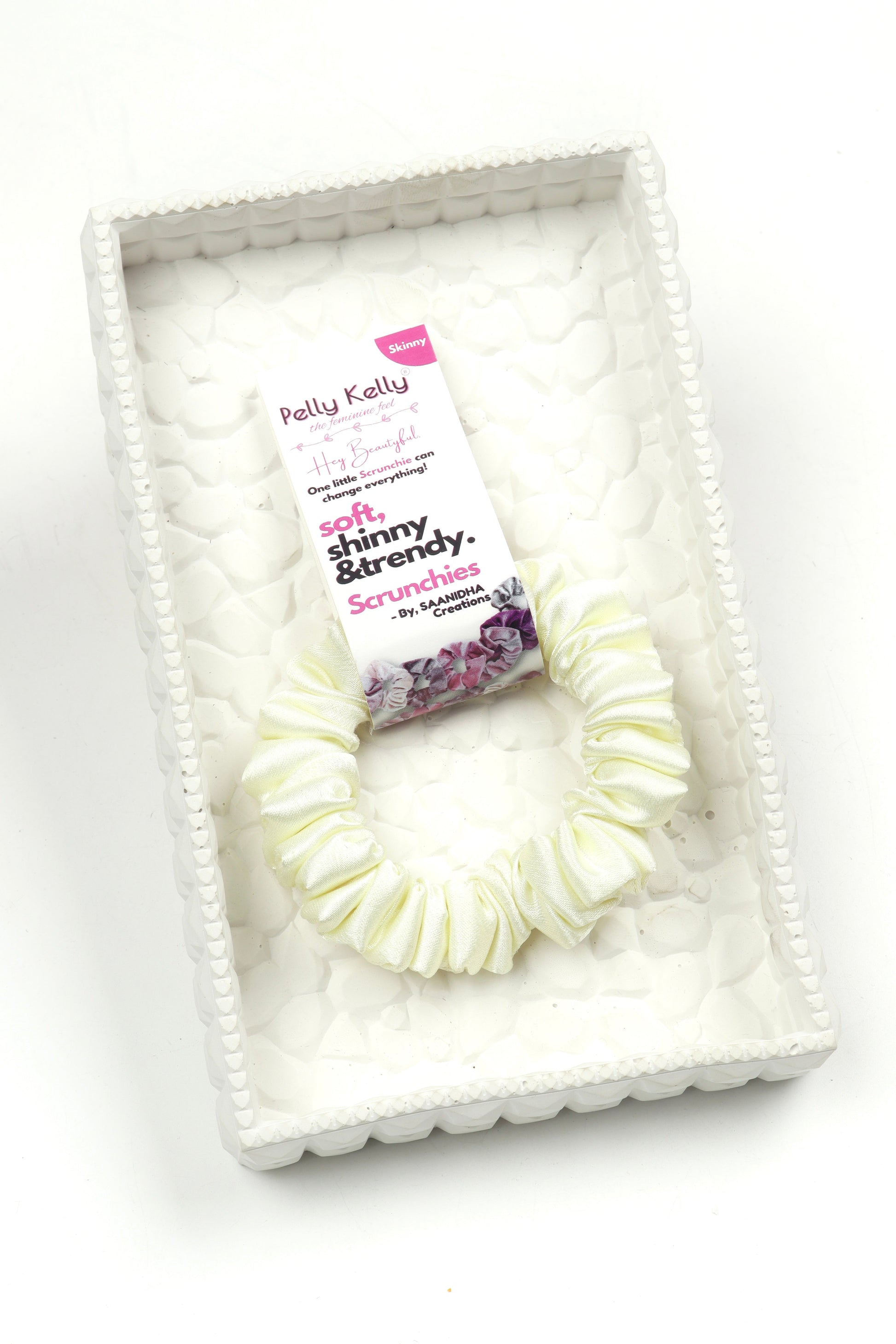 Aqua White | Premium  Satin Scrunchies | S