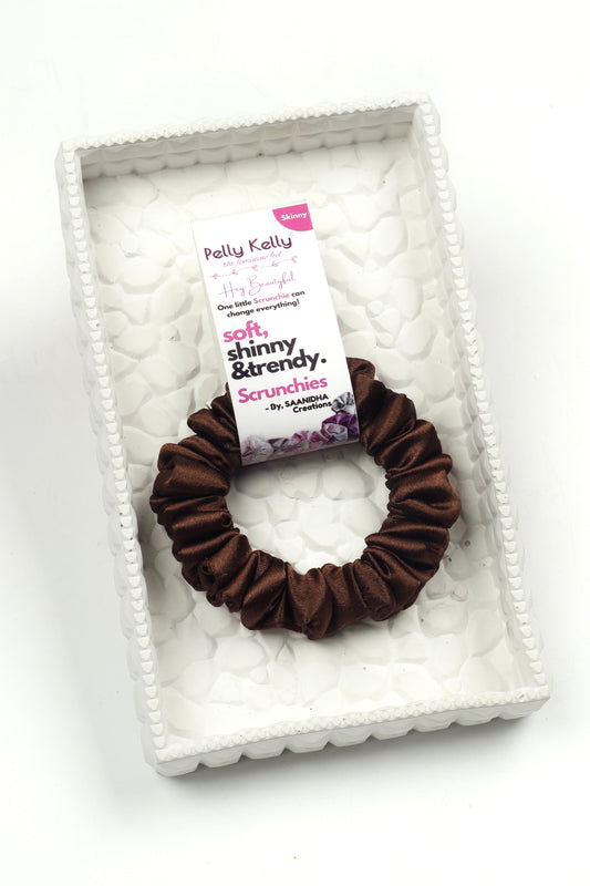 Woody Brown | Premium  Satin Scrunchies | S