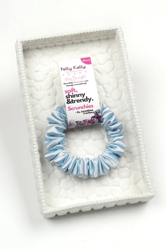 Metallic Silver | Premium  Satin Scrunchies | S