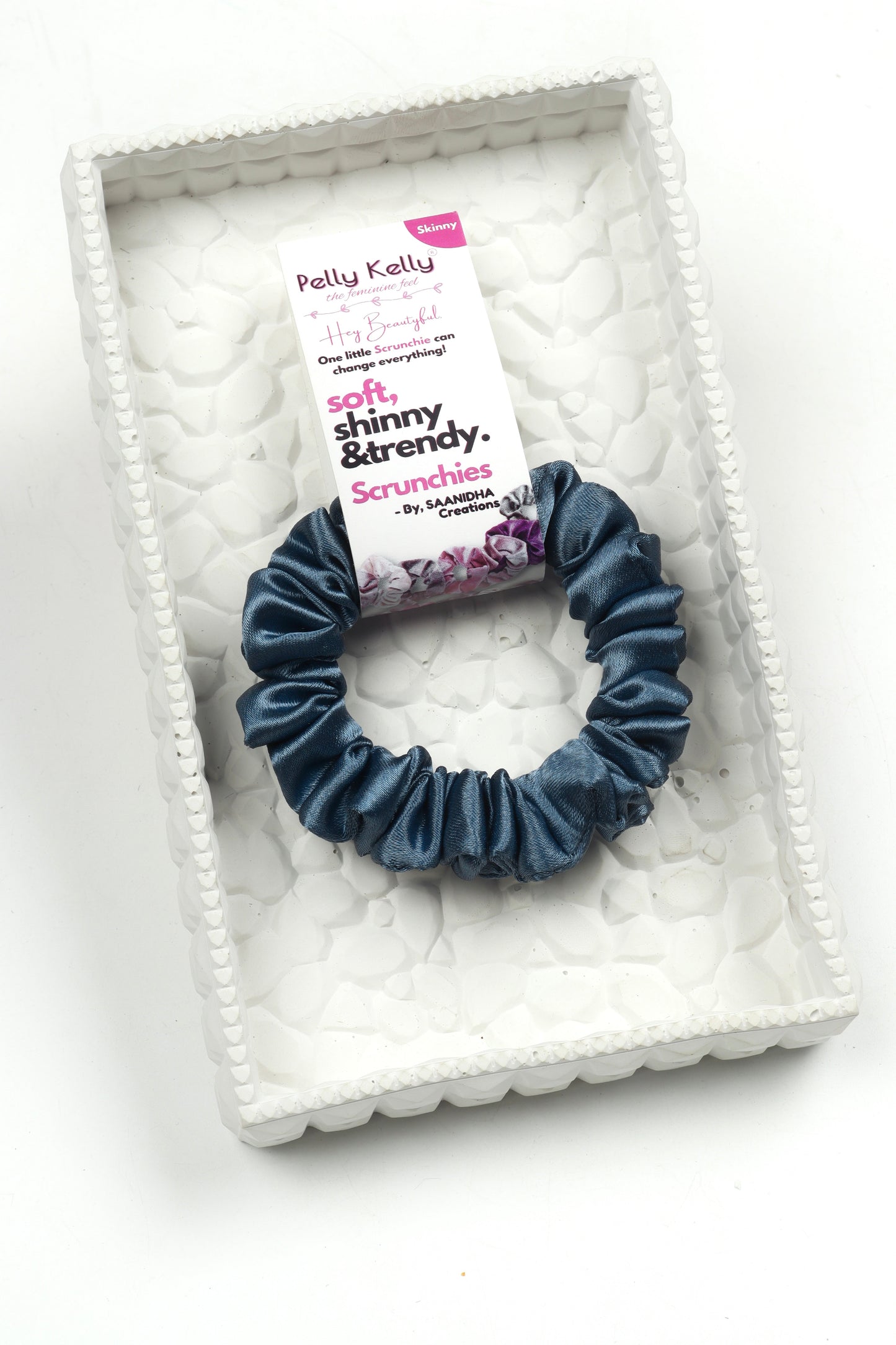 Grey Blue | Premium  Satin Scrunchies | S