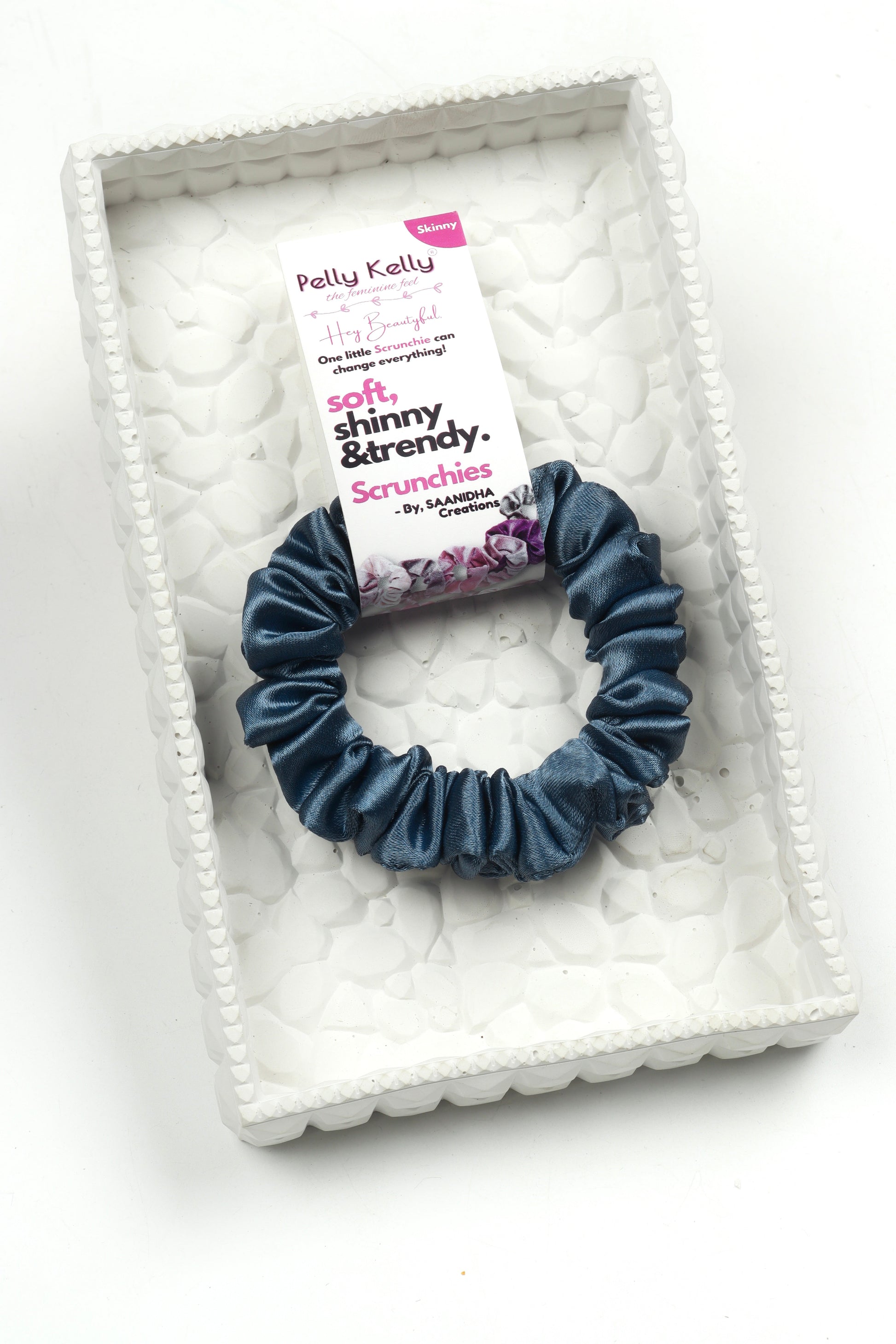 Grey Blue | Premium  Satin Scrunchies | S