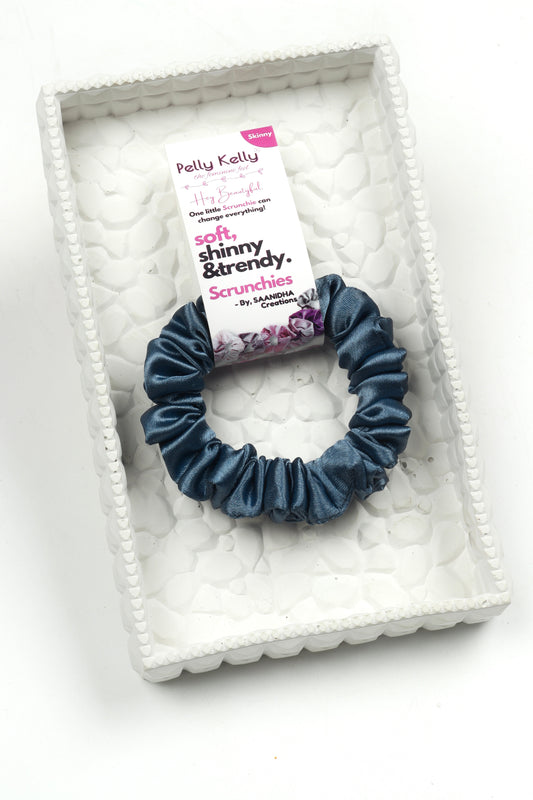 Grey Blue | Premium  Satin Scrunchies | S