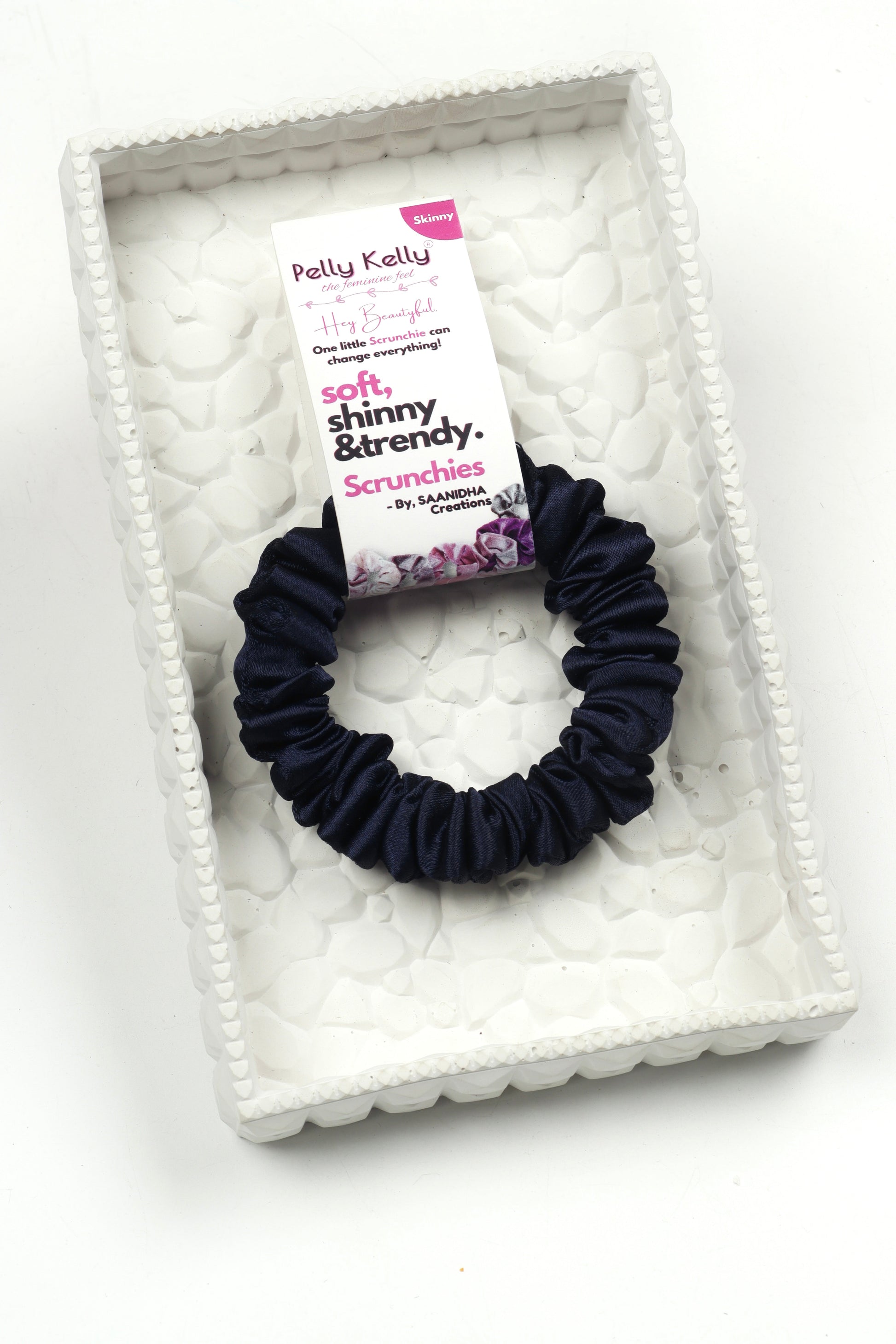 Navy Blue | Premium Satin Scrunchies | S
