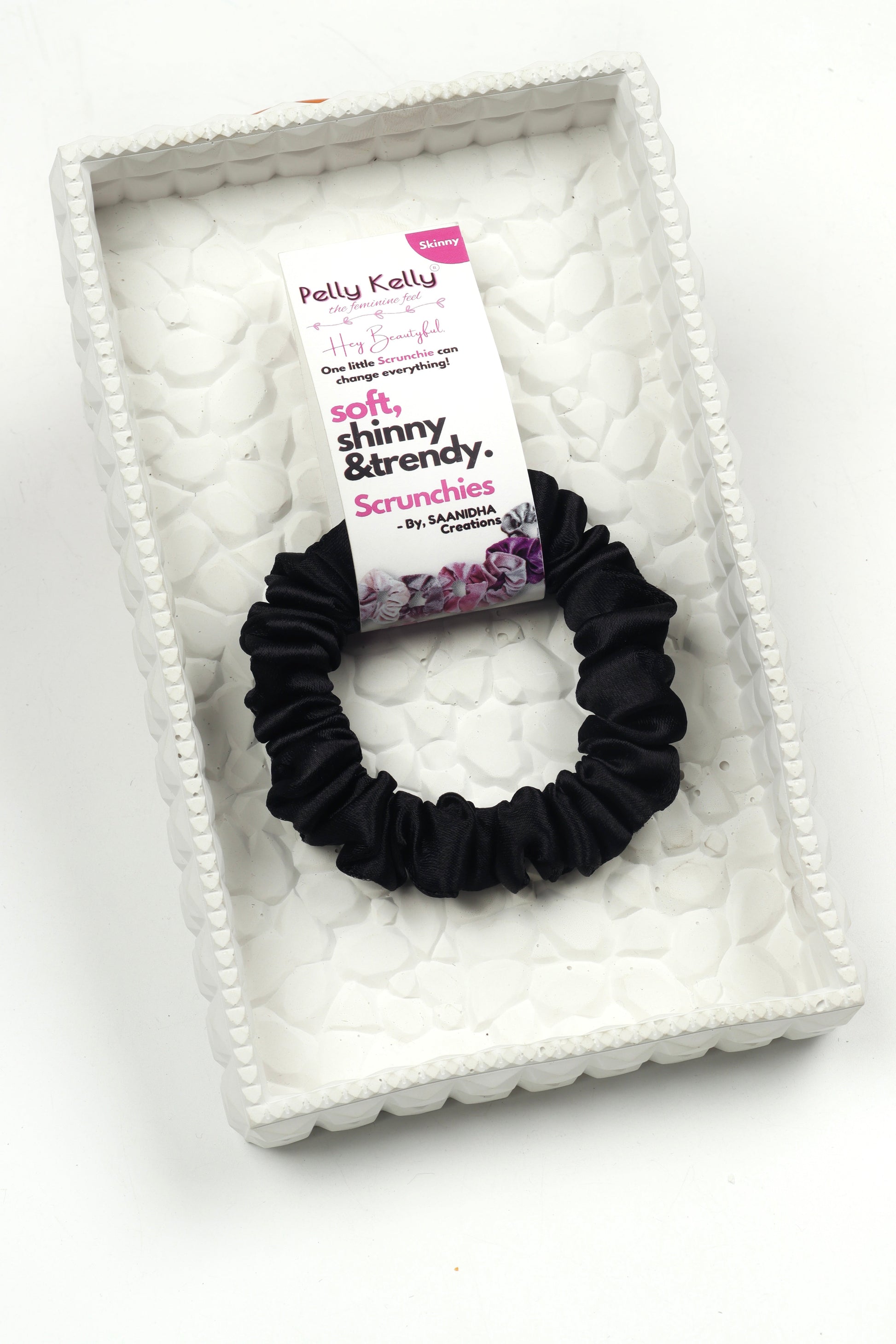 Black | Premium  Satin Scrunchies | S